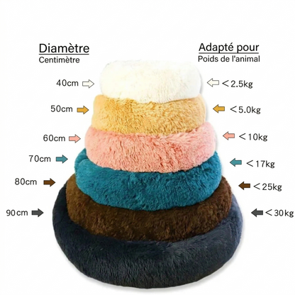 Lit Rond Ultra Douillet pour Animaux – Antistress, Lavable, Plusieurs Tailles (S à XXL)