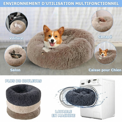 Lit Rond Ultra Douillet pour Animaux – Antistress, Lavable, Plusieurs Tailles (S à XXL)