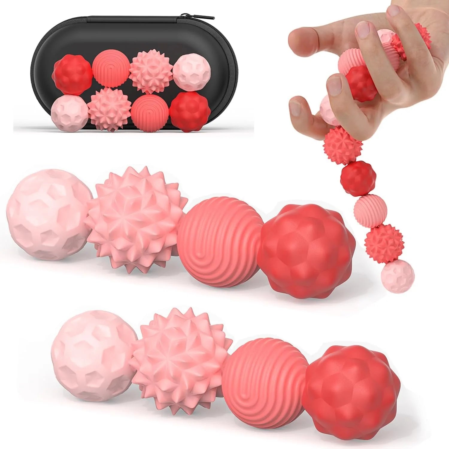 Fidget Toys Magnetic Stress Balls for Adults Silicone Stress Relief Sensory Toy Finger Toy for Office Decoration 4 Fun Textures