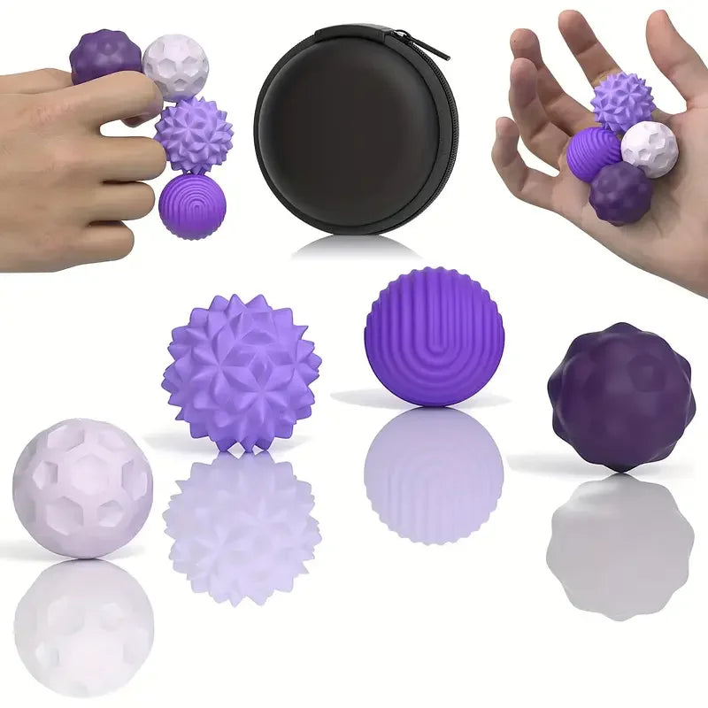Fidget Toys Magnetic Stress Balls for Adults Silicone Stress Relief Sensory Toy Finger Toy for Office Decoration 4 Fun Textures