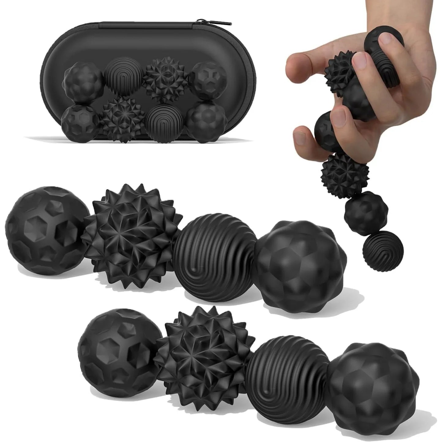 Fidget Toys Magnetic Stress Balls for Adults Silicone Stress Relief Sensory Toy Finger Toy for Office Decoration 4 Fun Textures