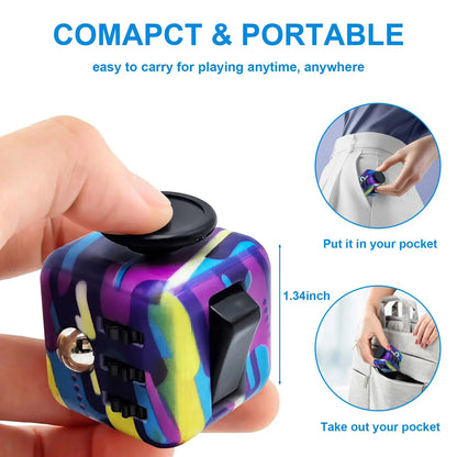 Jouet Anti-Stress Fidget Cube 6 En 1, 3.4Cm 40G, Outil De Décompression Spinner À Main Pour Tdah, Autisme, Anxiété, Soulagement Du Stress, Enfants Et Adultes