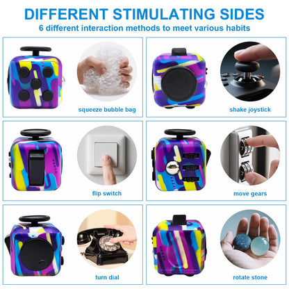 Jouet Anti-Stress Fidget Cube 6 En 1, 3.4Cm 40G, Outil De Décompression Spinner À Main Pour Tdah, Autisme, Anxiété, Soulagement Du Stress, Enfants Et Adultes